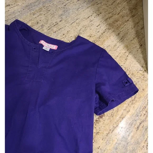 Women's S Small Koi by Kathy Peterson Purple Srub Top - Picture 4 of 12